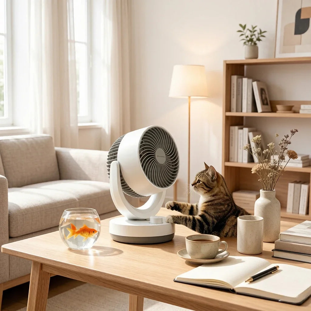 Small Air Circulator Fan, Oscillating Desk Floor Fan with Strong Wind, Low Noise for Bedroom Dorm, Energy-Saving Durable Durable