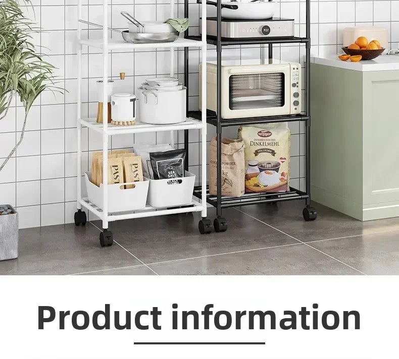 Kitchen multi-layer removable storage cart, floor-to-ceiling storage rack, household storage rack fridge organizer dish rack
