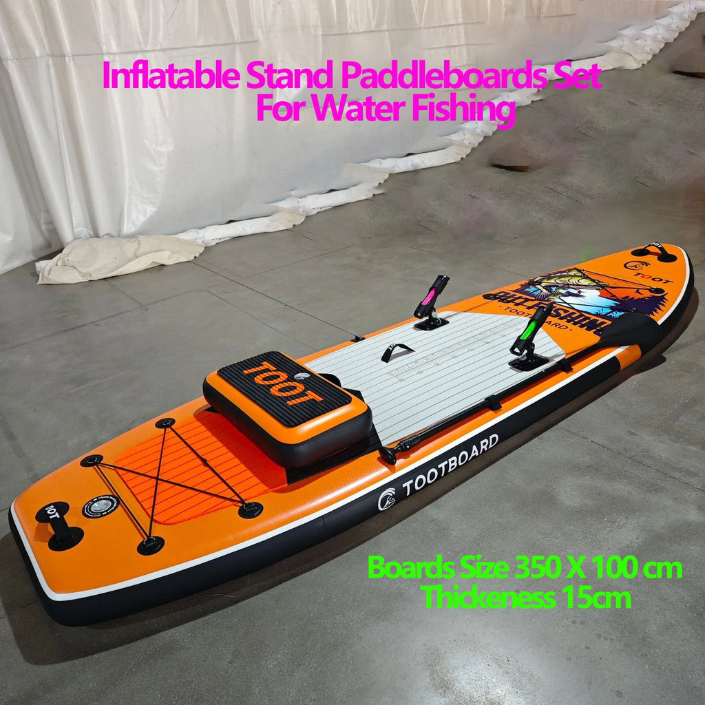 Portable Inflatable Paddleboards Set for Water Fishing Use Durable PVC Brushed Material SUP Platforms Water Yoga Exercise Boards