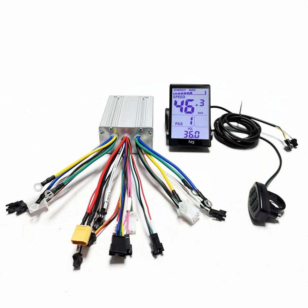 Sine Wave Dual Drive Brushless Motor Controller 25A+25A 500W+500W 36V 48V with M5 LCD Display UART No.2 for Two Motor e-bike