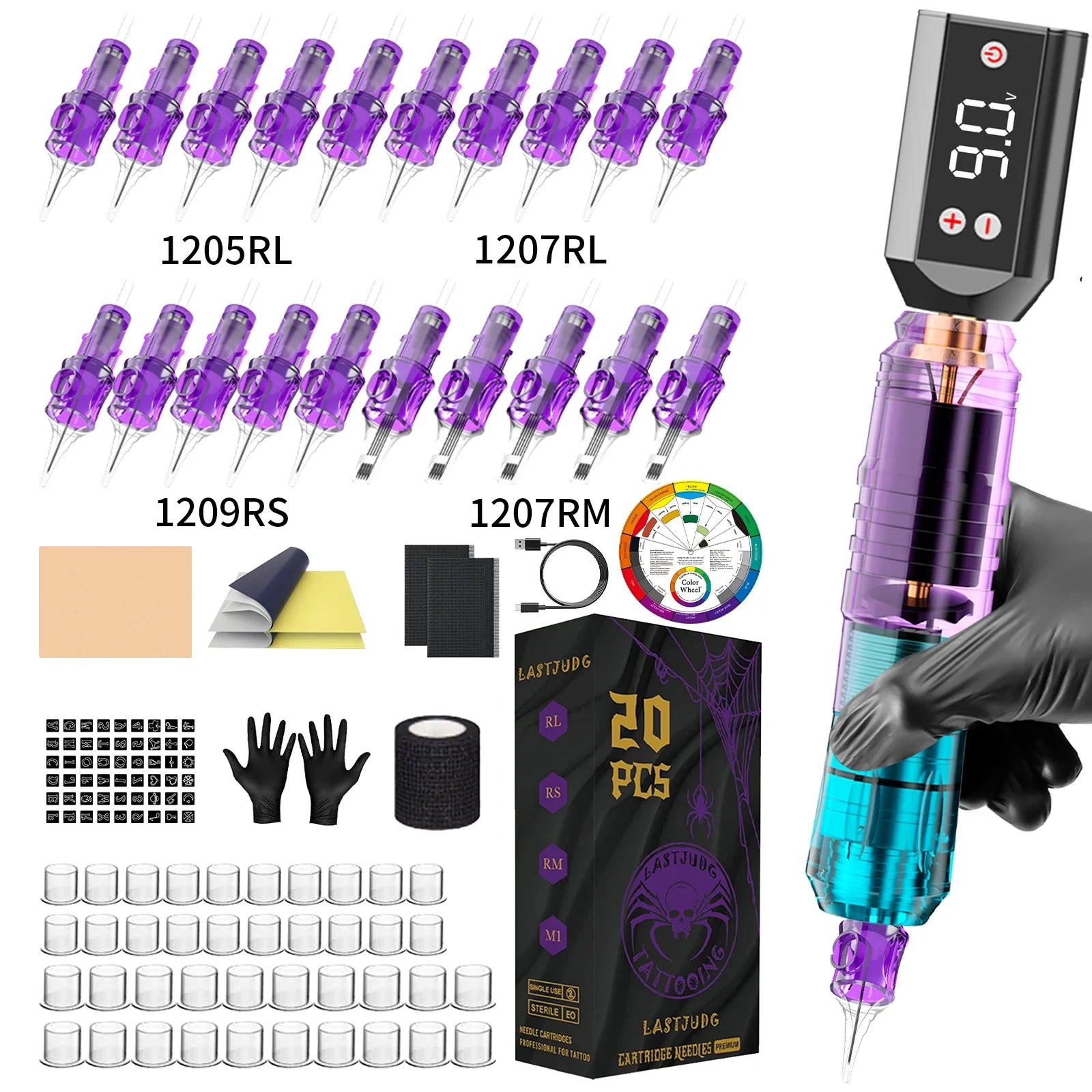 LASTJUDG Tattoo Kit Lightweight Tattoo Pen Kit For Permanent Makeup Tattoo Machine Kit Wireless Tattoo Power Supply Tattoo Kit