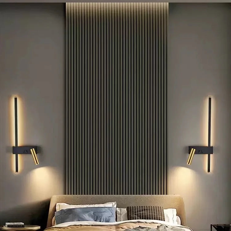 Modern LED Wall Lamp with Reading Spotlight for Living Room Sofa Bedroom Background Bedside Wall Light Bedside Lighting Fixture