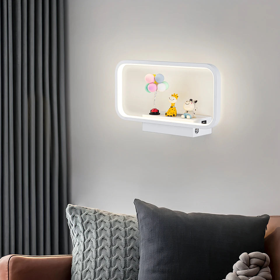 Wall Light Indoor 12W Touch Switch 3 Colors Dimming USB Charge With Wireless LED Wall Lamps For Living Room Bedroom Stair Modern