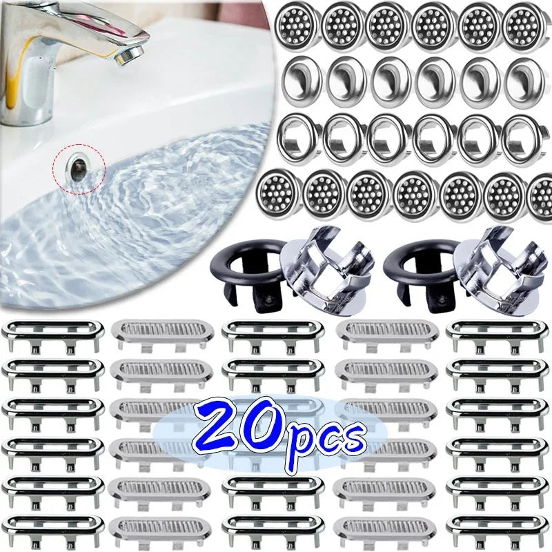 20/1pcs Wash Basin Plastic Overflow Rings Electroplated Sink Protector Scratch Universal 22-24mm Installation Bath Accessory