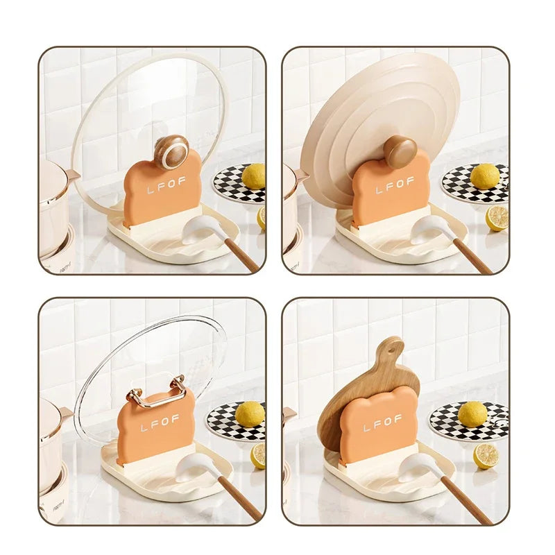 Kitchen Bear Pot Lid Rack, Countertop Style Spoon And Fork Storage Rack, Household Spatula Storage Rack, Can Drain Water