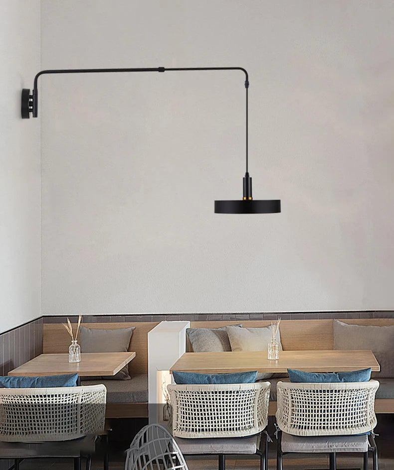 Modern Black Metal Wall Light For Bedroom Bedside Reading Long Arm Wall Lamp Scalable Adjustment