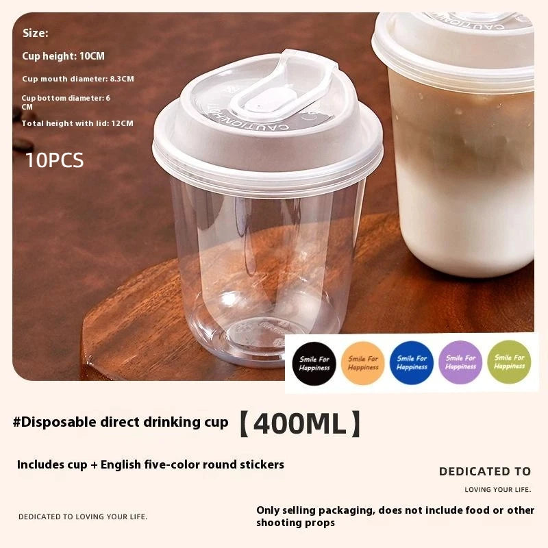 10pcs Transparent Coffee Cups With Lids U-shaped Disposable Cups For Hot Drink Milk Tea Takeaway Beverage Cups B.H