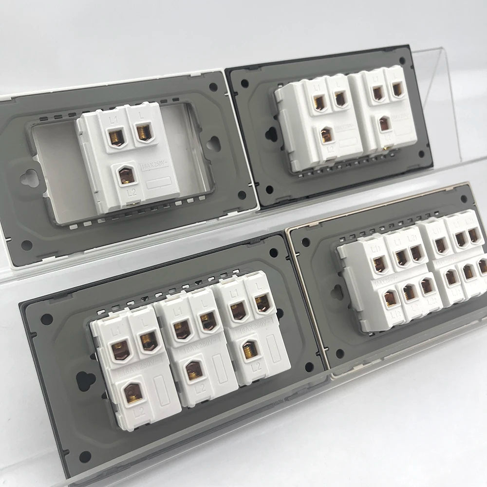 118 Type US Mexico 1/2/3/4/Gang 2/3Way Wall Light Switch Brazil Tempered Glass Panel ON OFF Push Button Power Rocker Switch