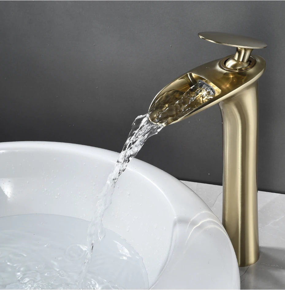 Basin Faucets Modern White Bathroom Faucet Waterfall faucets Single Hole Cold and Hot Water Tap Basin Faucet Mixer Taps 855924