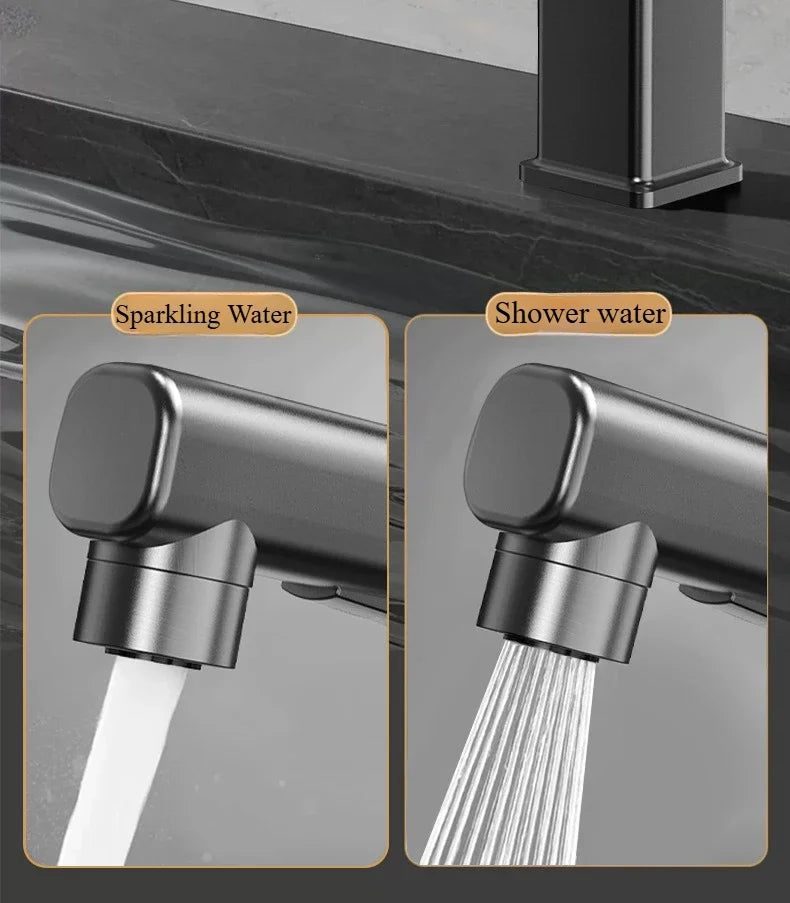 Pull Out Bathroom Faucet Hot and Cold Water Mixer Basin Sink Three Mode Water Outlet Faucet Washbasin Tap