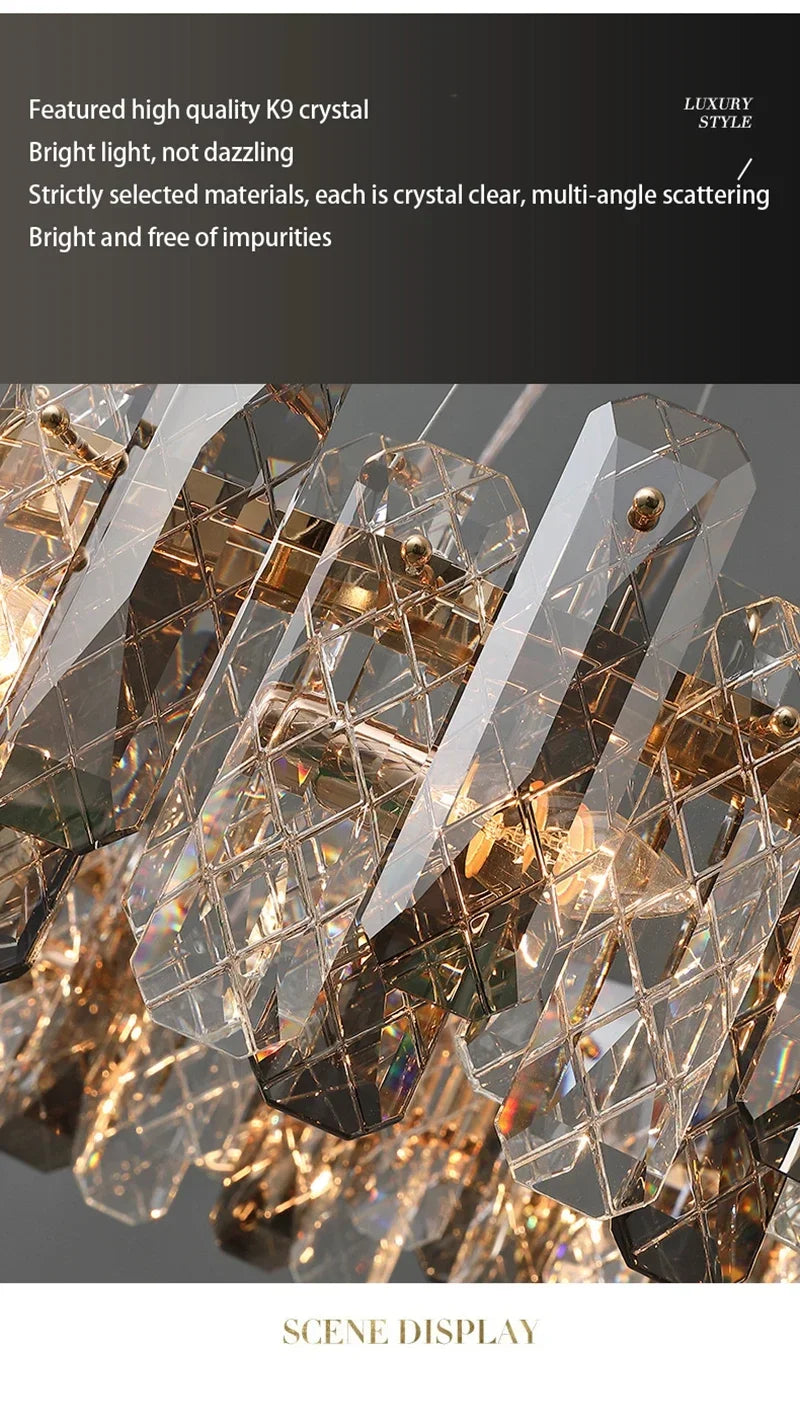 Postmodern Light Luxury LED Crystal Chandelier Atmosphere Dining Room High-end Home Bedroom Kitchen Living Room Pendant Lights