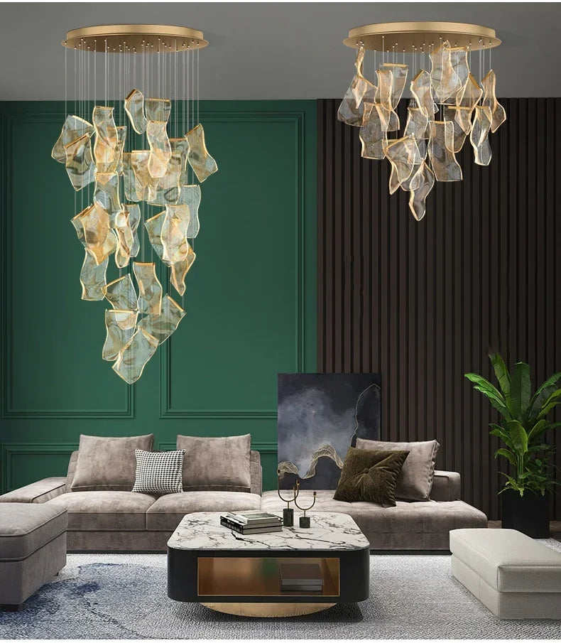 Modern LED Pendant Lights Living Dining Room Lighting Lustre Decor Chandelier Indoor Villa Duplex Stairs Hanging Lights Fixture