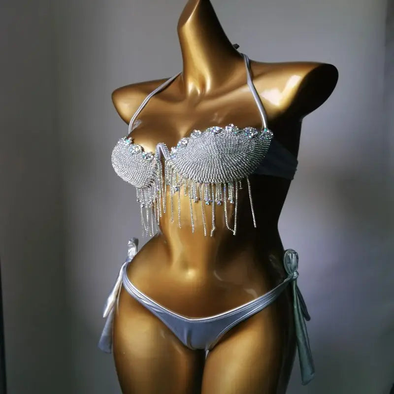 2023 newest crystal bikini diamond bikini swimwear  crystal bar bikini suit  bar bikini top fashion diamond swimwear bikini