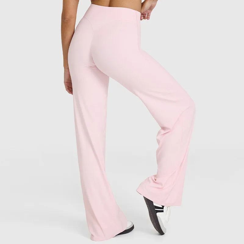 Straight-Leg Pants Ultra Soft Butter Fabric Women's Mid-Waist Yoga Pants GYM Naked Feel Pilates Running Sport Trousers