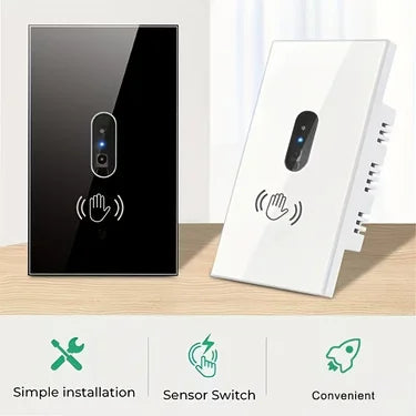 1pc Wall Light Switch Wave Infrare IR Sensor No Need Touch US 220V 110V Glass Screen Panel Electrical Power On Off Lamp