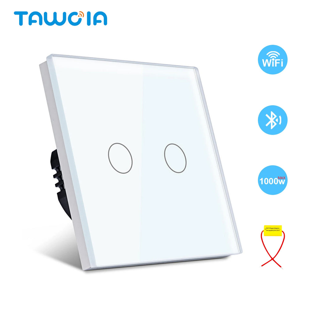 TAWOIA Wifi Touch Light Switches 1/2/3/4Gang Smart Wall Switch Tuya Smart Life Alexa Voice Control With Capacitor L/N1000W