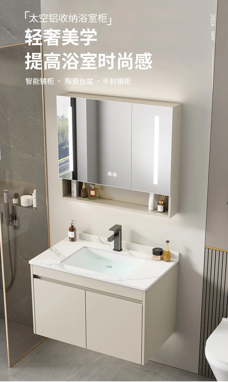Wall Basin Bathroom Cabinet Set Sink Mirrors Shelves Bathroom Cabinets Storage Organizer Mobile Bagno House Accessories