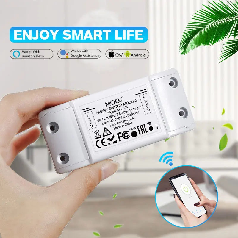 WIFI Tuya Smart Home Mini Circuit Breaker Wall Switch On/off APP Remote Control Timing Alexa Voice 16A 1Gang Switch Module