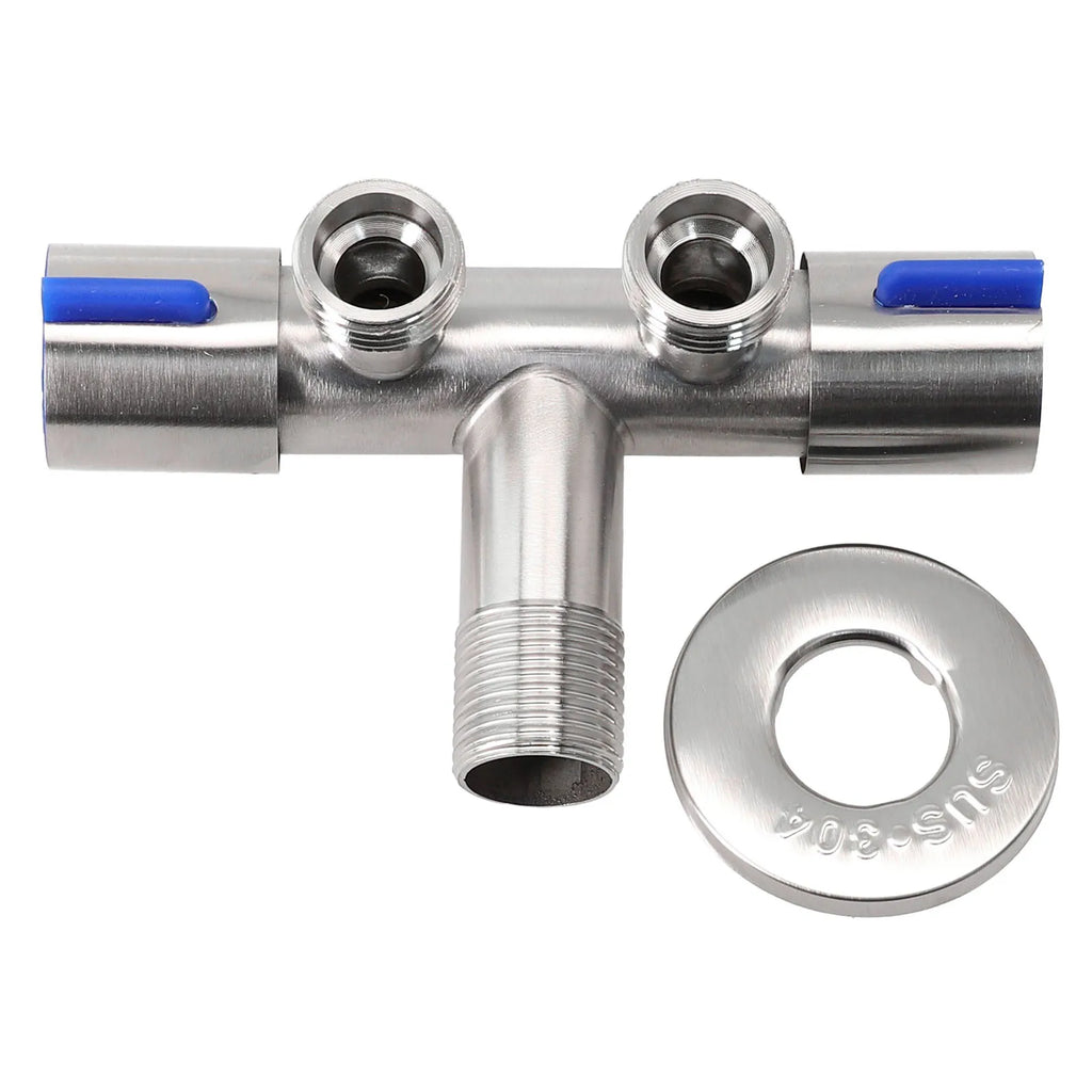 Bathroom Double  Handle Faucet  Dual Control  Stainless Steel Cold Water Faucet Bathroom Washing Machine Faucet Triangle Valve