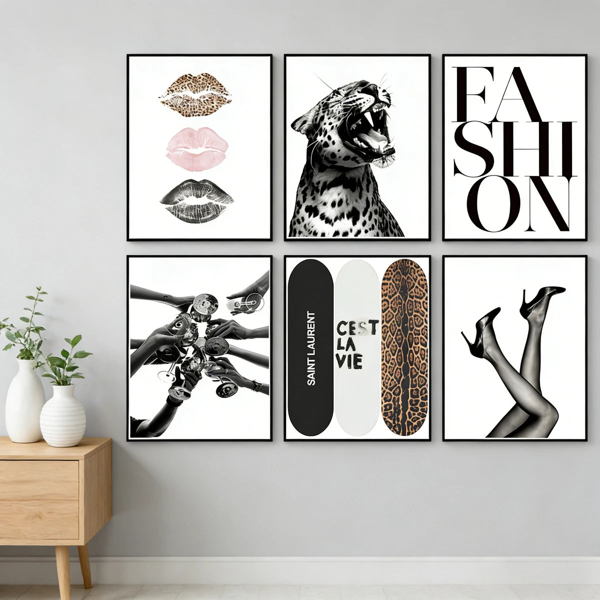 1/6pcs Retro Leopard Cheetah Abstract Canvas Print Poster Y2k Chic Modern Minimalism Art Prints Living Room Home Decor Poster