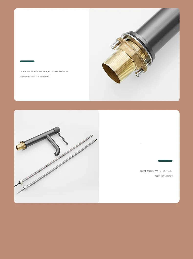 Basin Faucet Bathroom Sink Mixer Hot and Cold Brush Gold Faucet Brass Matte Black Decked Single Lever Water Tap