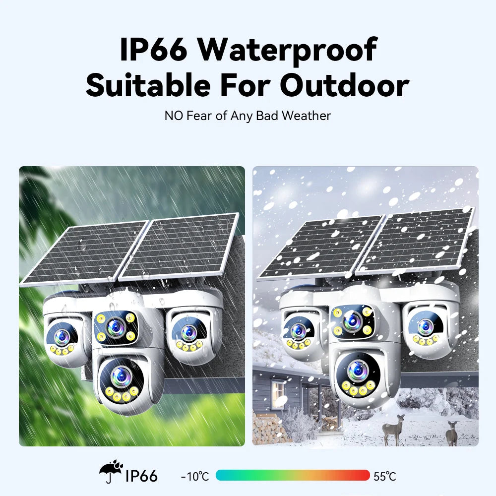 No Wiring Needed! Solar Security Camera 20MP, 360° Auto Tracking, Permanent Power, Full Color Night Vision, 2-Way Audio, IP66