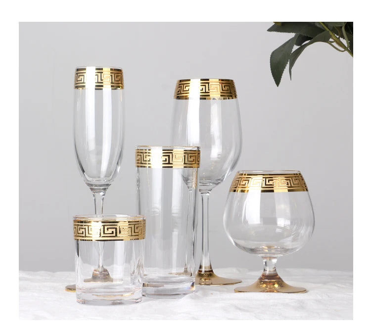 Phnom Penh Silver Rim European Glass Brandy Champagne Glasses Tall Wine Glasses Crystal Wine Glasses Table Household Glasses