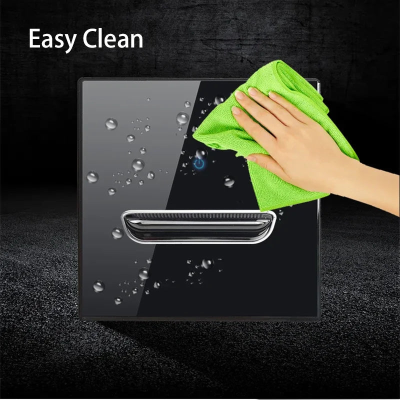 Wall Light Switch Chrome Toggle Press Button Tempered Glass Plate Blue LED Light 1 2 3 4 Gang White Black Gray Gold