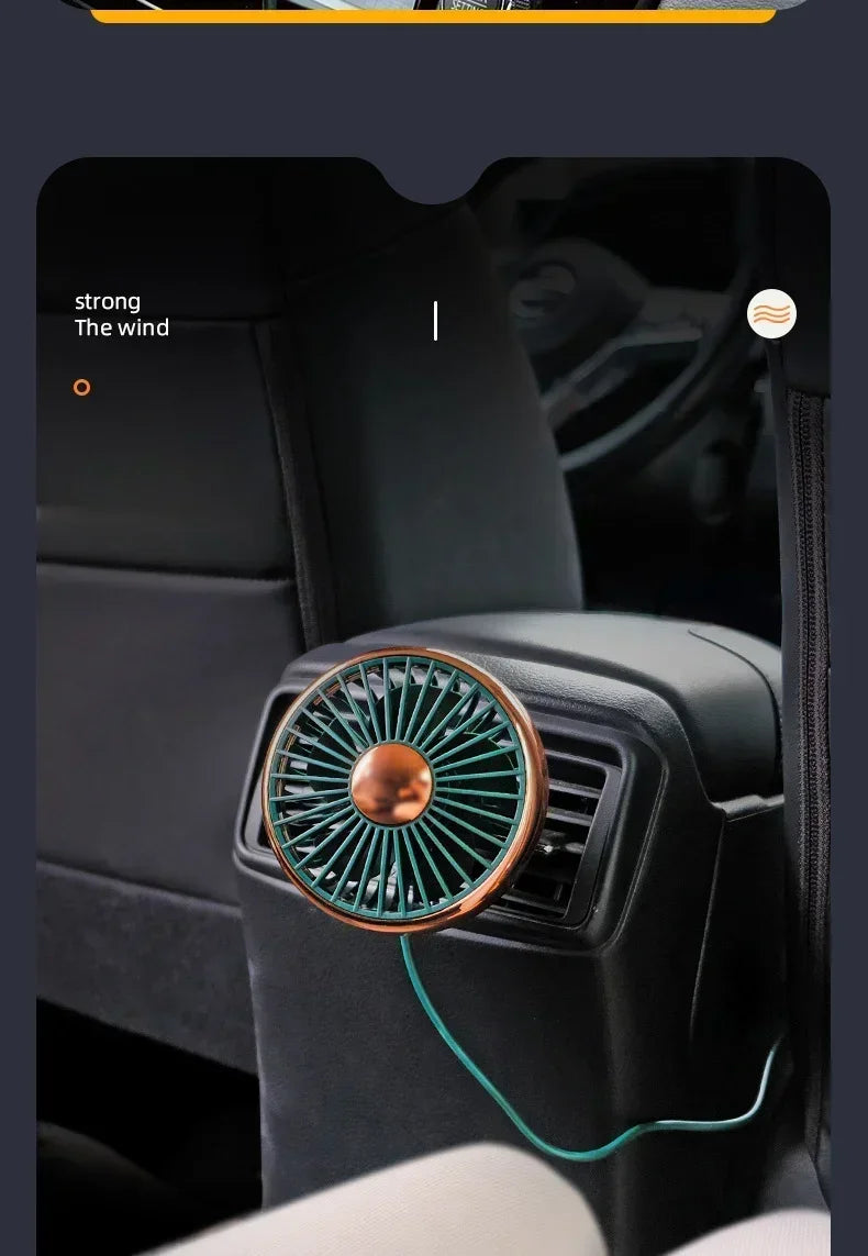 Car Air Vent Fan with Colorful Breathing Light USB Powered 3 Speed Wind Cooling Fan 360° Rotatable Quiet Fan Car AC Fans