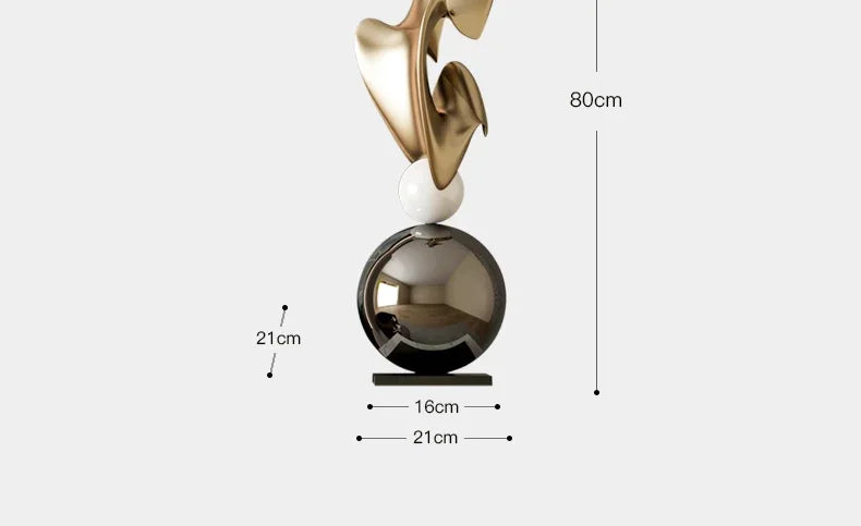 Modern Light Luxury HomeDecor Electroplated Geometric Statue Large Size Resin Crafts Living Room Entrance Decoration Accessories