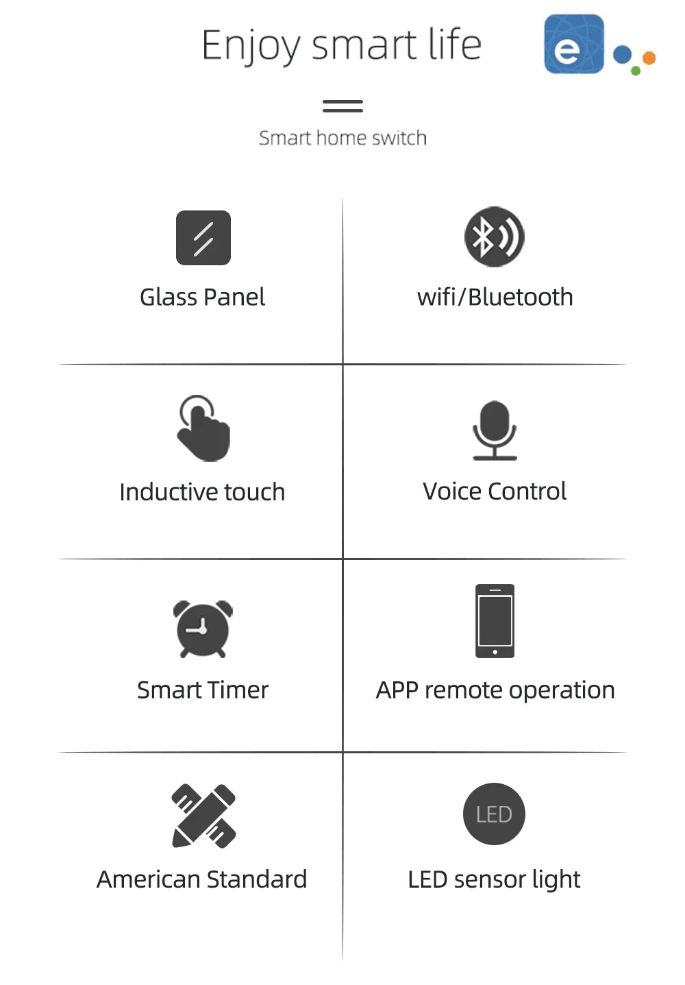 Smart WiFi Switch  Remote Control Touch Panel Light Switch No Neutral Wire Voice Control Timer Smart Home Switch