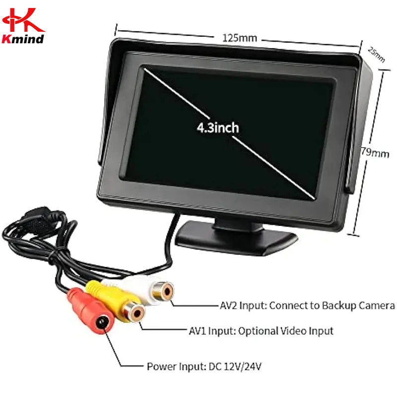4.3 Inch Car Rear View Camera with Monitor for Vehicle Parking Universal HD Reversing Camera LCD High-definition Display Screen