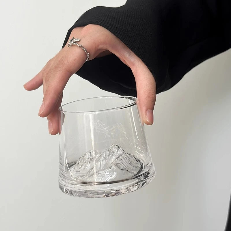 Transparent Whiskey Glasses Mountain Crystal Glass Drinking Glasses for Drinking Bourbon, Cognac, Scotch, Cocktails 125-380ml