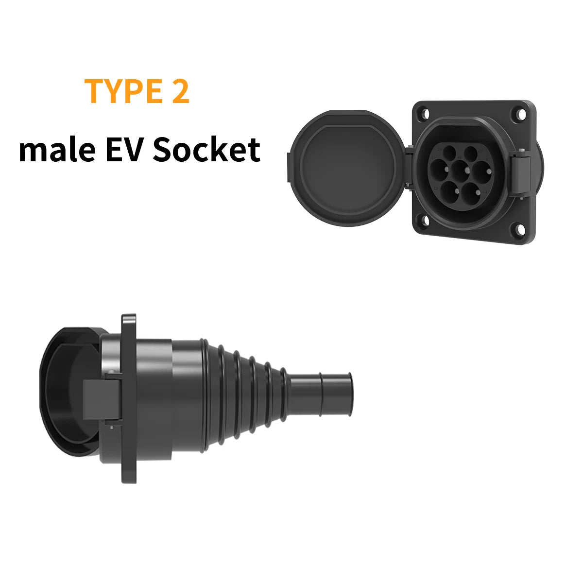 WUFEN EVSE Type 2 Male Socket 16A&32A 1P&3P for Electric Vehicle Car side Charger IEC 62196 Type 2 Socket EV Charger Socket 32A