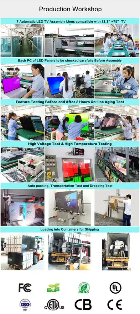 Vitek Television Sets TV 32 43 50 55 65 FHD or UHD LED 4K Smart TV From Shenzhen Factory
