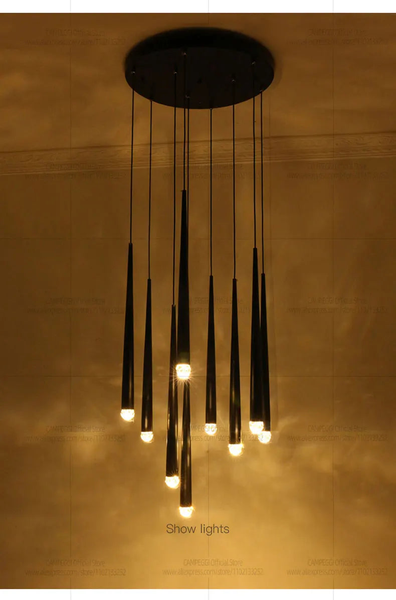 Modern LED Living Room Long Pendent Lamp Attic Light Indoor Lighting Villa Staircase Chandelier Dining Room Ceiling Lamp