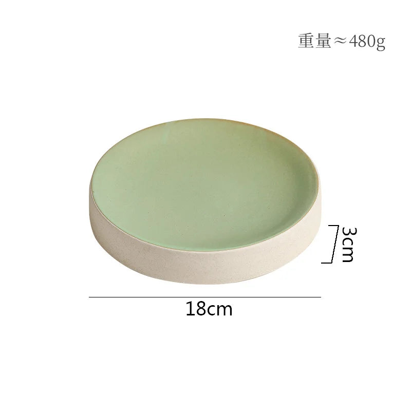 Retro Cylindrical Ceramic Plate Pasta Dish Dessert Snack Plate Steak Plate Sushi Plates Restaurant Molecular Cuisine Tableware