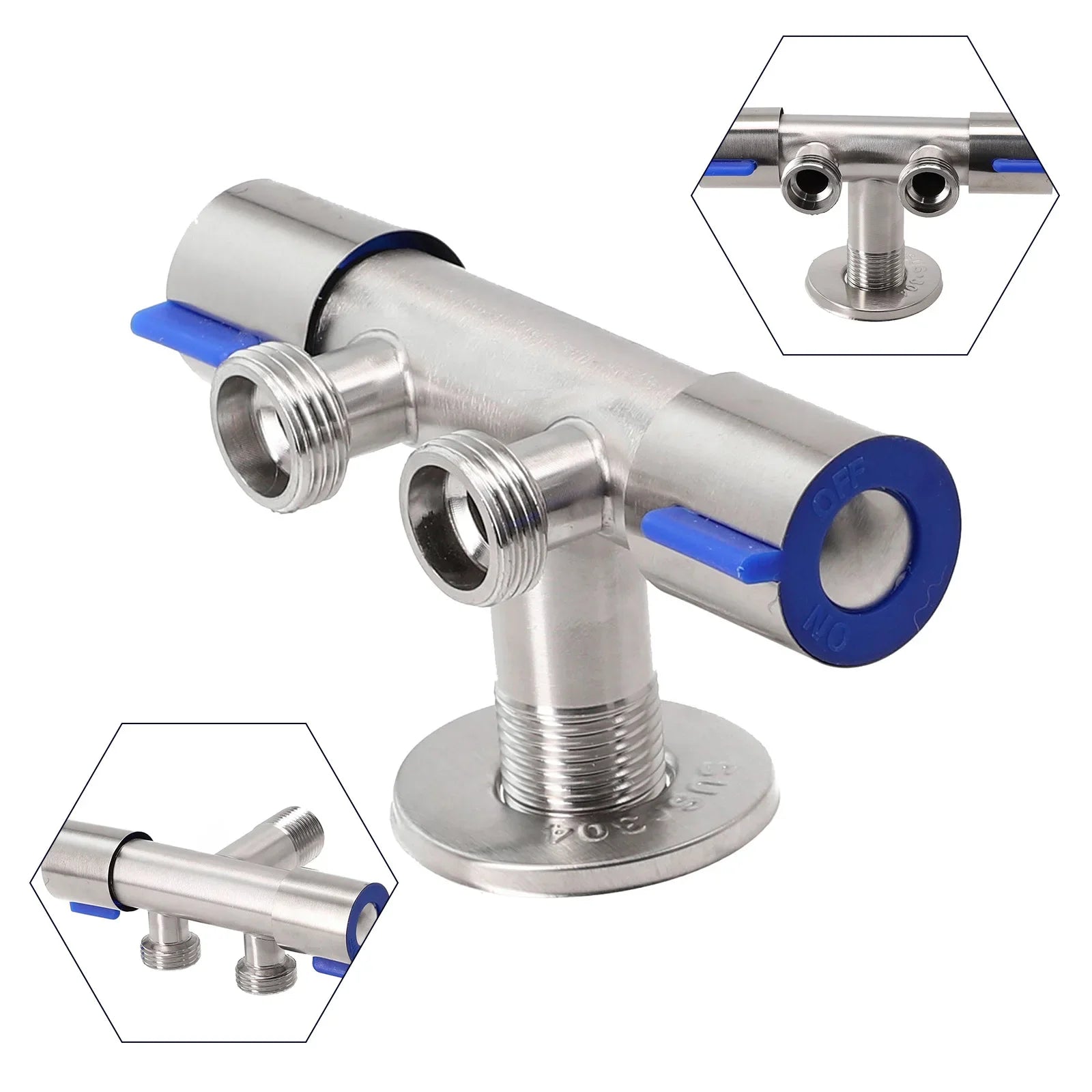 Bathroom Double  Handle Faucet  Dual Control  Stainless Steel Cold Water Faucet Bathroom Washing Machine Faucet Triangle Valve
