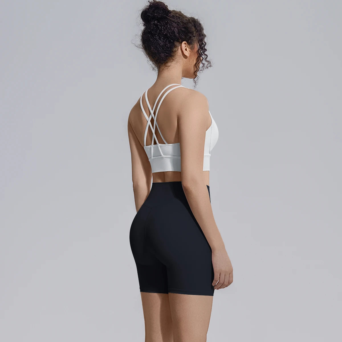 2PCS/set Yoga Set Summer Breathable Running Cycling Backless Sports Bra High Waist Peach Buttocks Fitness Shorts Gym Yoga Set