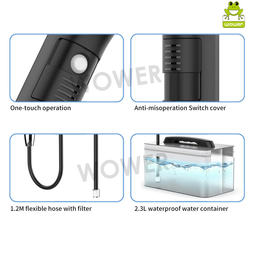 Wower Portable Electric Bidet for Personal Hygiene Cleaning 2.3L Shattaf Rechargeable Travel Camping Bidet Shower Sprayer