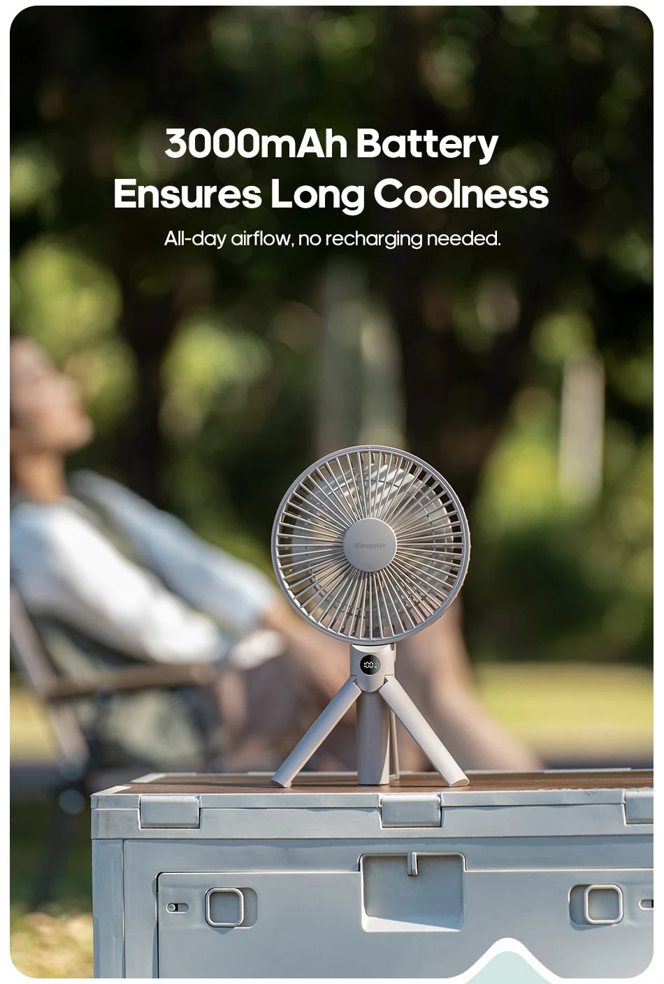 New Portable Folding Handheld Fan 3000mAh Desktop Rechargeable Fan Angle Adjustable for Home Outdoor Travel Camping