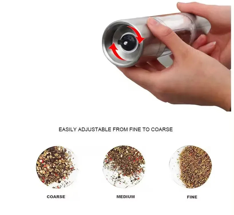 Double Head Pepper Grinder Stainless Steel Spice Bottle Pepper Mill Manual Spice Grinder Mill Household Kitchen Gadgets
