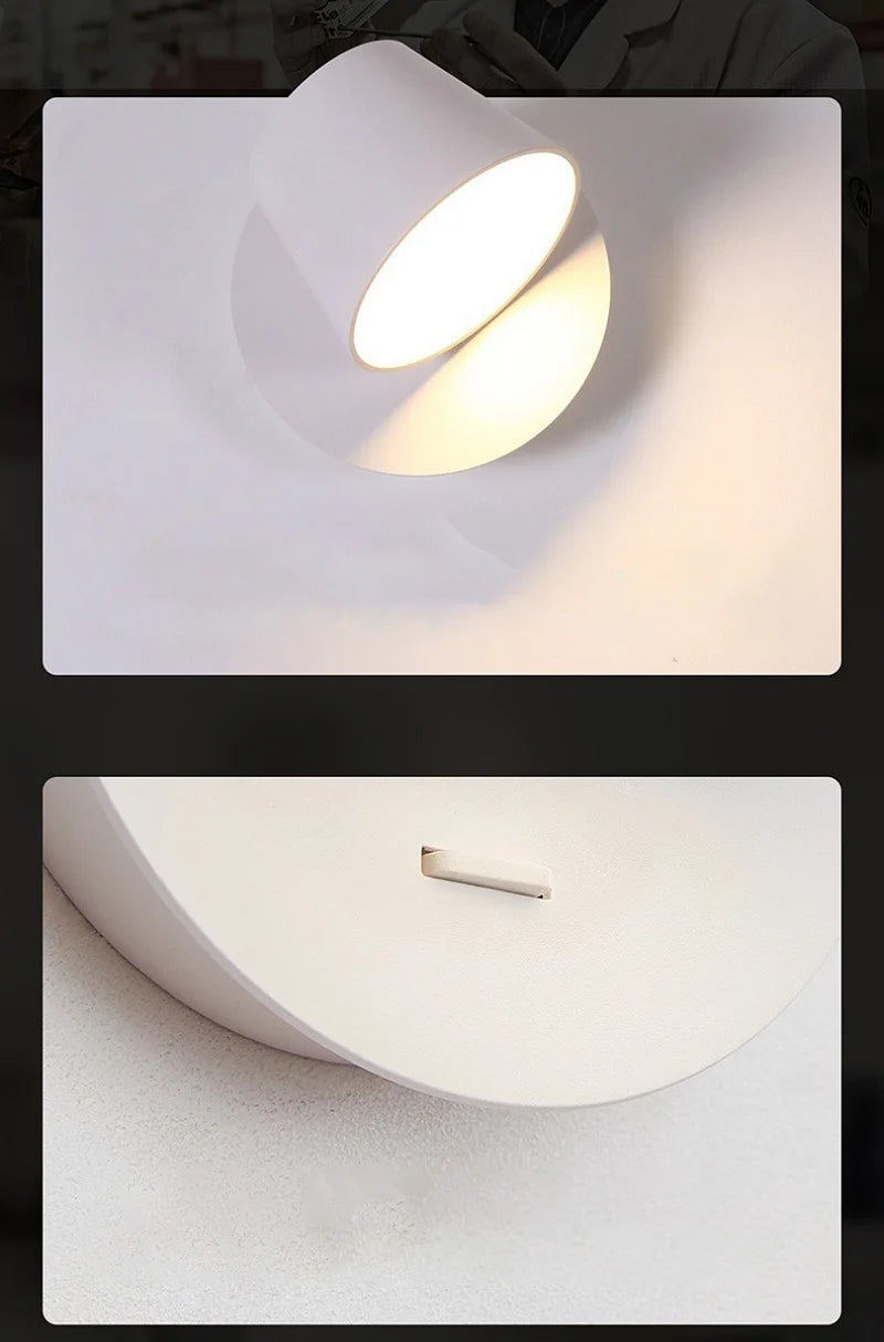 Nordic LED Wall Lamp With Switch 350 Degrees Rotatable Bedroom Bedside Corridor Reading Light Aisle Hotel Sconce Indoor Light