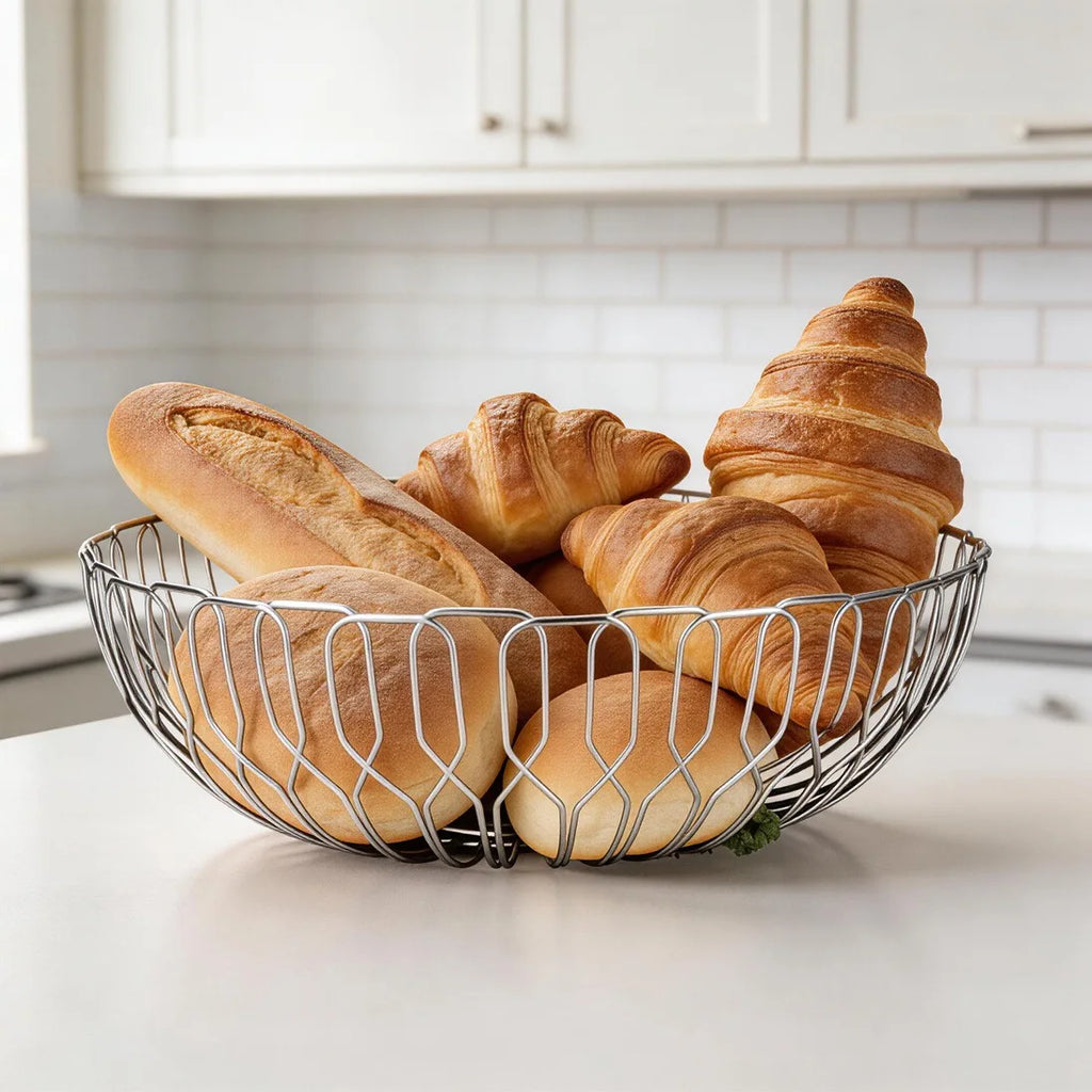 DSA light luxury stainless steel hollow bread basket fruit basket drain basket vegetable  living  home fashion decoration
