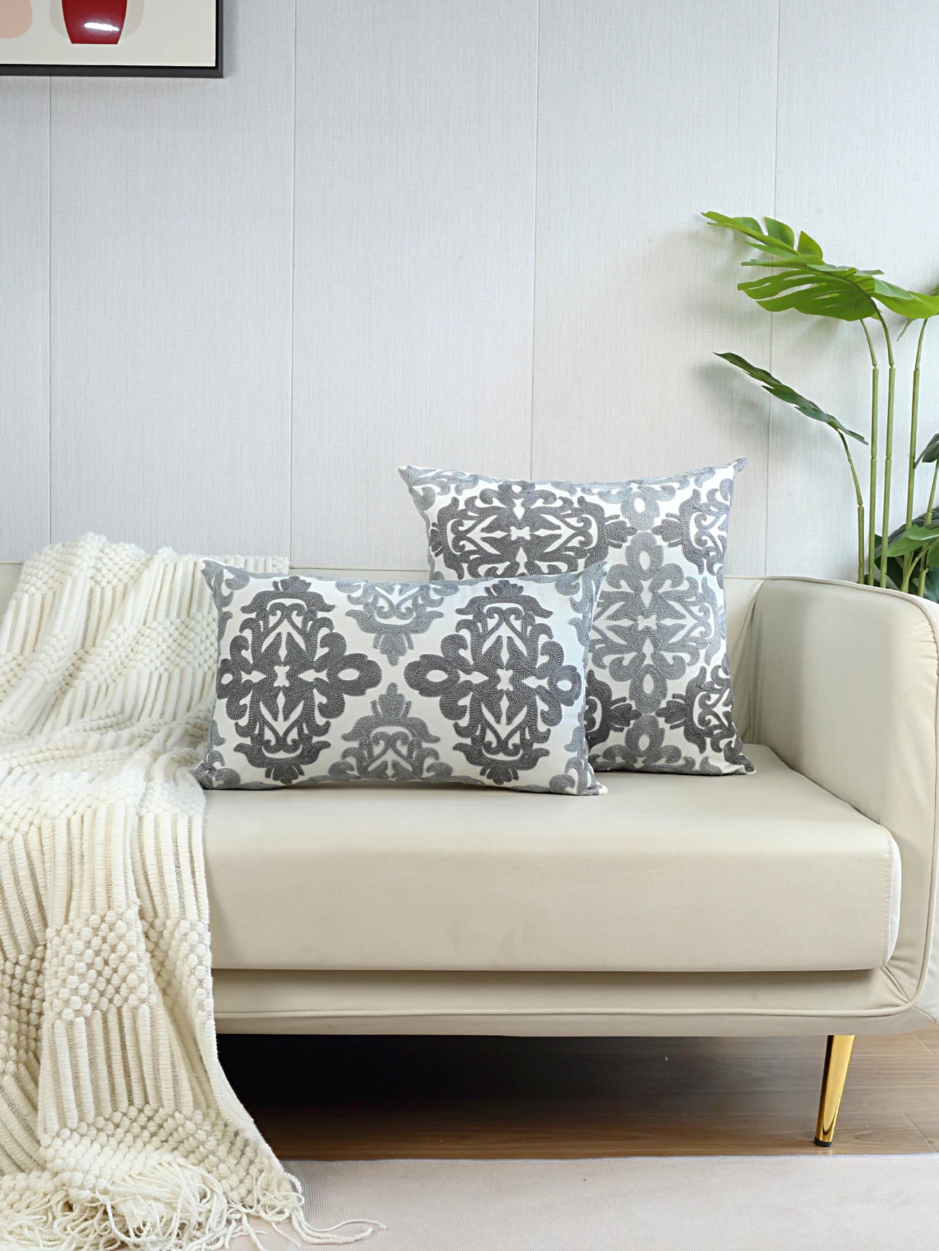 1pc, Geometric Embroidery Decorative Cushions for Sofa Modern Light Luxury Throw Pillowcover