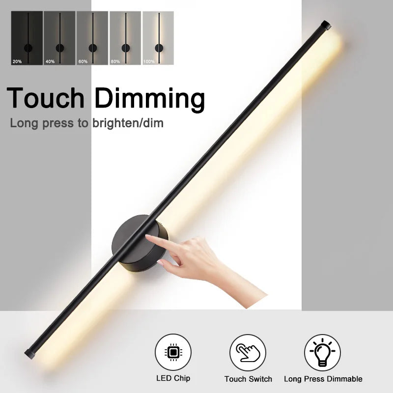 Indoor Touch Switch Dimmable LED Wall Lamps for TV Background Hardwired Long Press Dimming LED Wall Lights Wall Sconce Bedroom