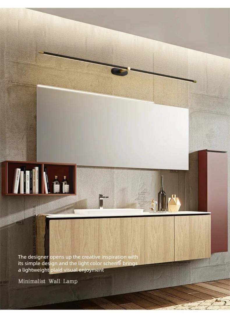 Modern Minimalist Mirror Headlights, Makeup Stands, Bathrooms, Mirror Cabinets, Straight Strip Wall Lights
