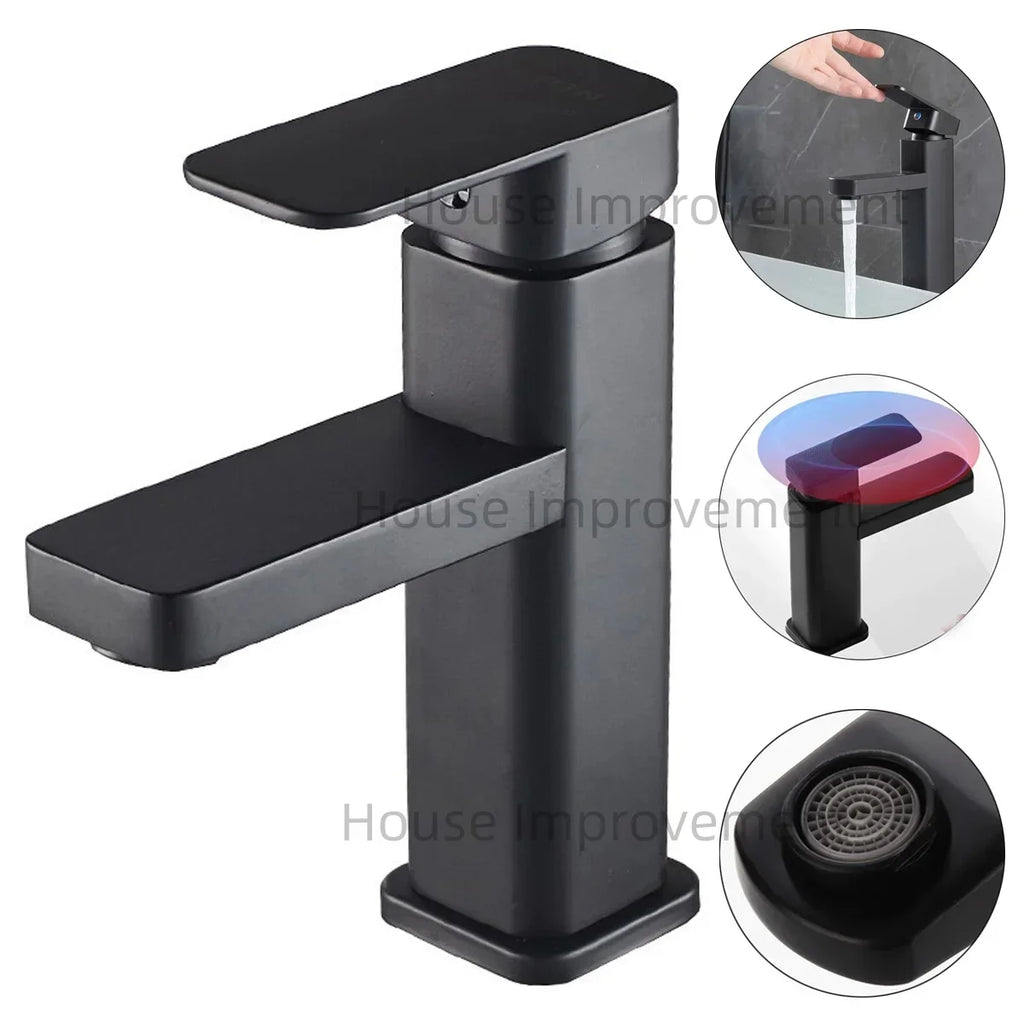 Hot and Cold Bathroom Faucet Water Mixer Tap Single Handel Single Hole Deck Mounted Plastic Washbasin Bathtub Faucet G1/2