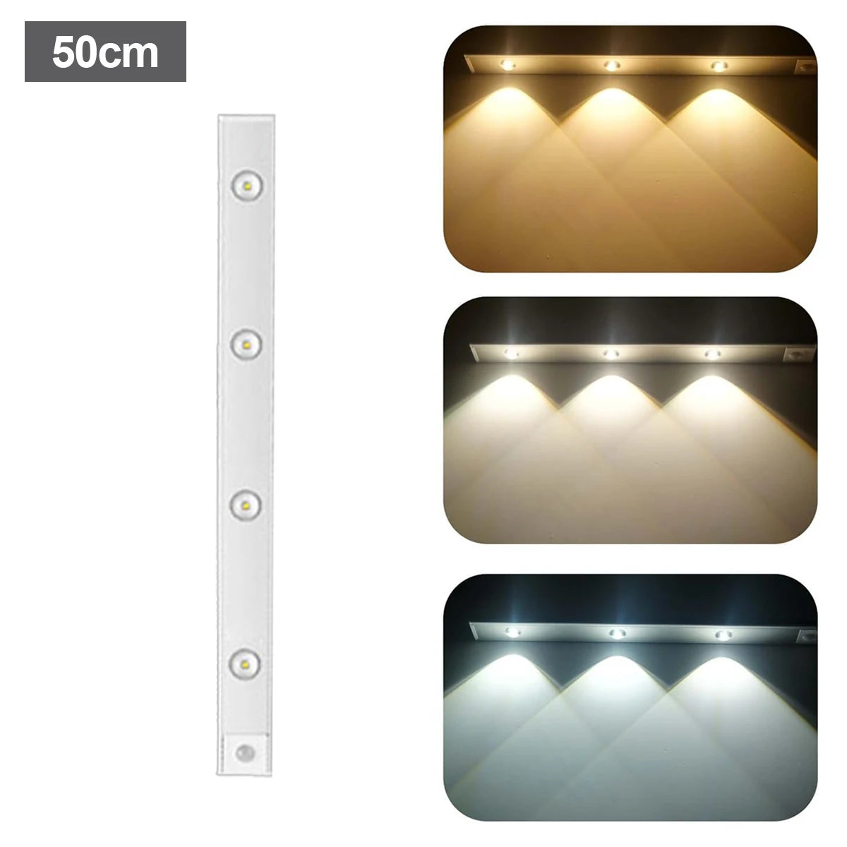 Ultra Slim Led Motion Sensor Light Strip Tricolor Lamp Usb Rechargeable Lights Leds Night With Paste 10cm/20cm/30cm/50cm Cabinet