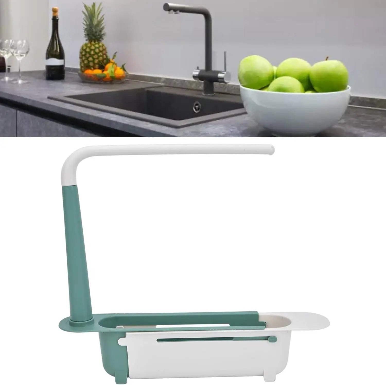 Kitchen Sponge Organizer With Drainer Multifunctional Telescopic Storage Rack Upgraded Adjustable Holder For Sink